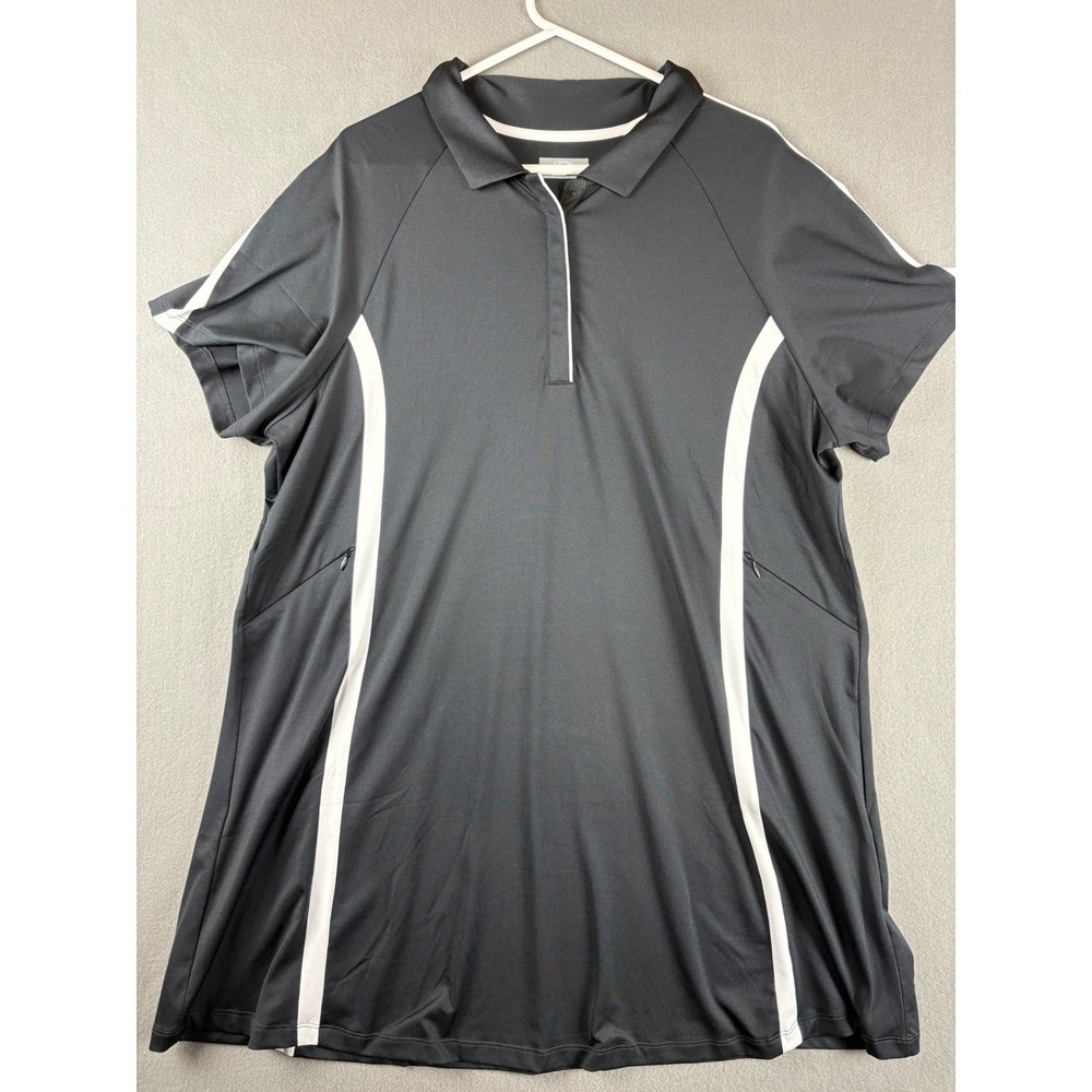 Callaway Opti-Dri Mens 2X Polo Shirt Black White Zip Pockets Performance Golf